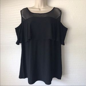 Mix and Mesh Cold Shoulder Top